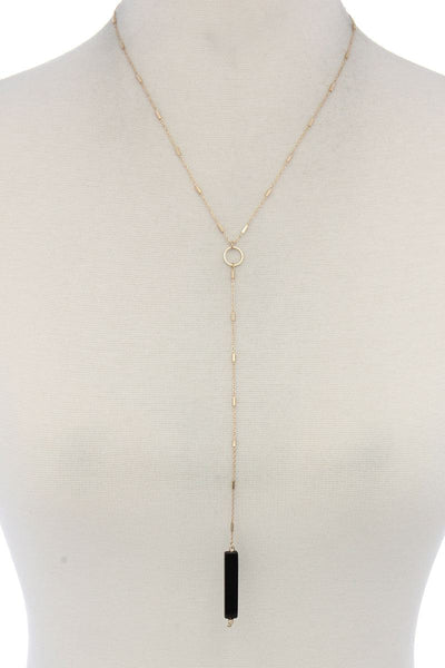 Rectangular Faux Stone Y Shape Necklace