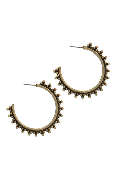 Metal Ball Open Hoop Earring