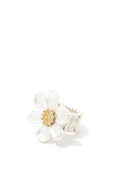 Hammered Flower Stretch Ring