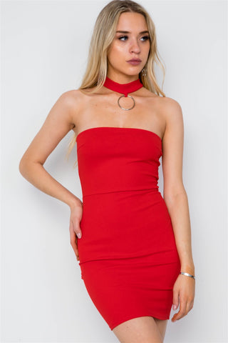 Bodycon Choker Neck Mini Dress