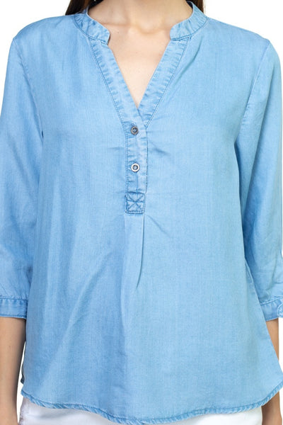 Tencel Split Neckline Shirt
