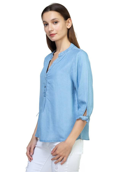 Tencel Split Neckline Shirt
