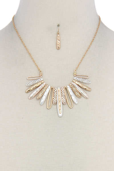 Long Oval Shape Metal Necklace