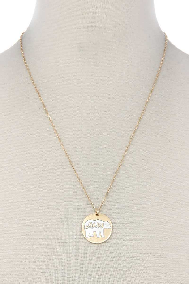 Mama Bear Circle Pendant Necklace