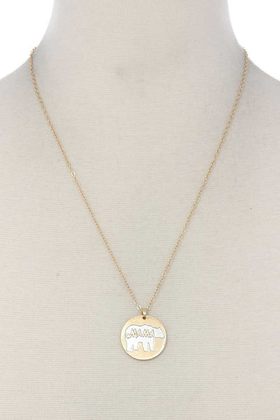 Mama Bear Circle Pendant Necklace