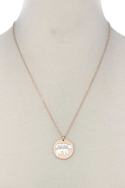 Mama Bear Circle Pendant Necklace
