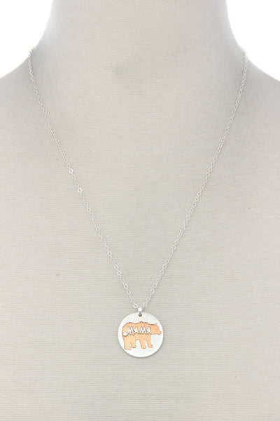 Mama Bear Circle Pendant Necklace