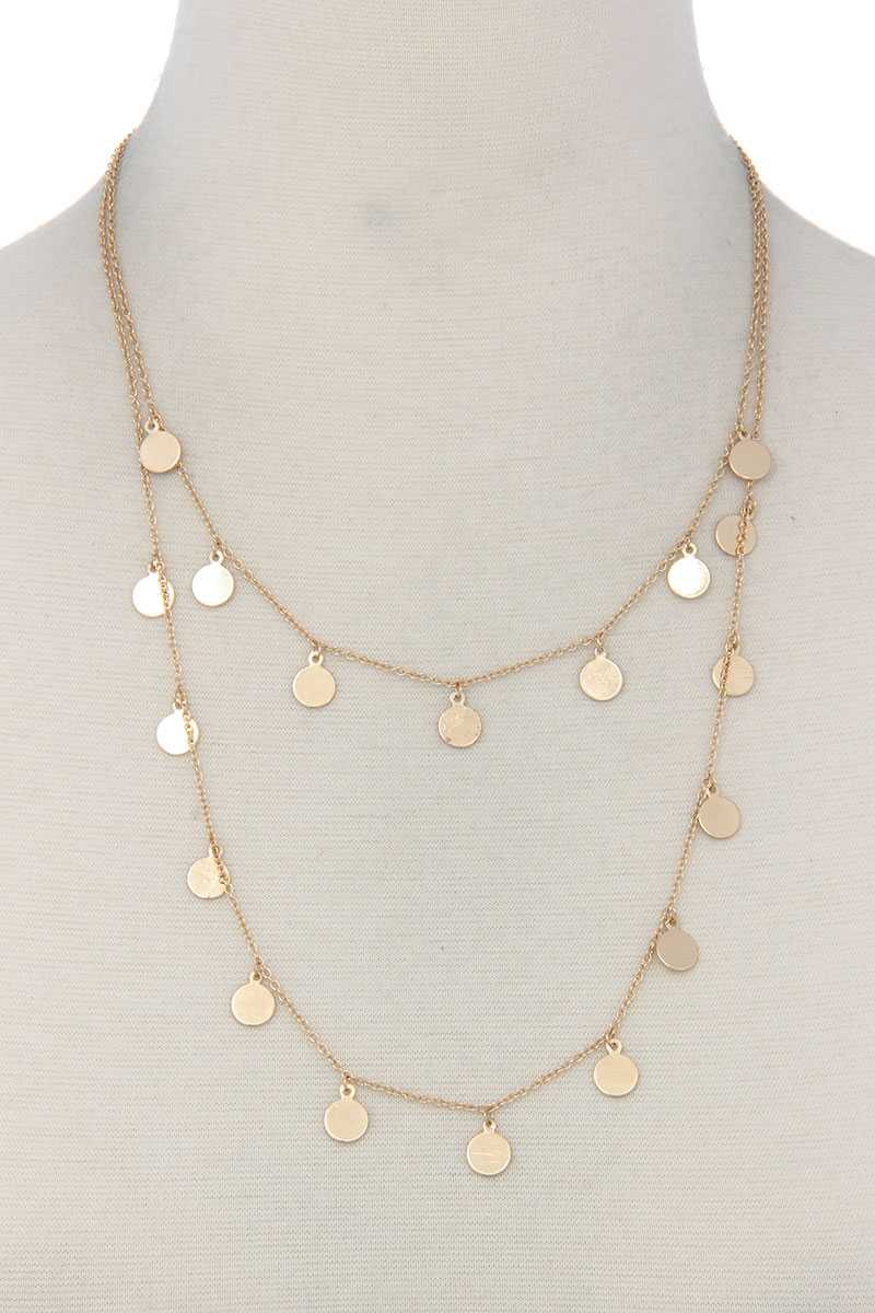 Coin Dangle Metal Layered Necklace
