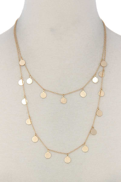 Coin Dangle Metal Layered Necklace