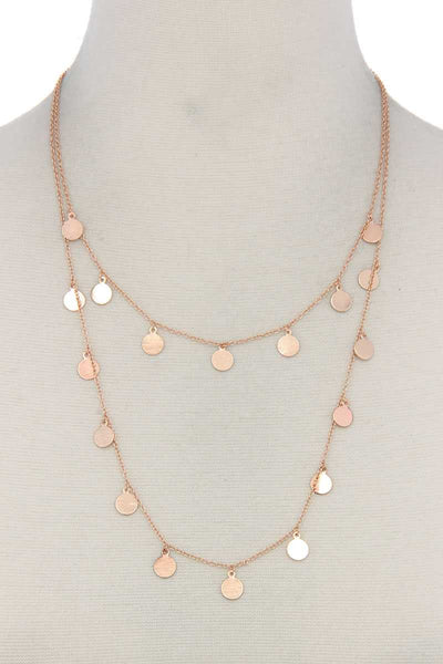 Coin Dangle Metal Layered Necklace