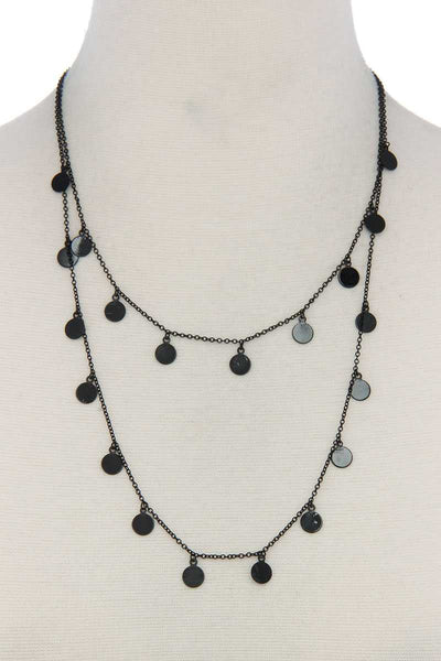 Coin Dangle Metal Layered Necklace