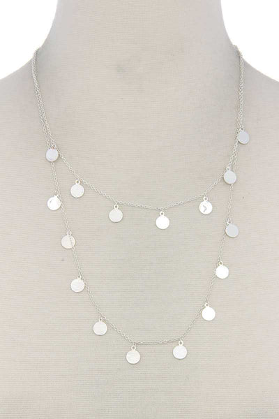 Coin Dangle Metal Layered Necklace
