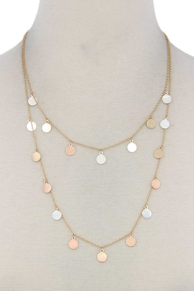 Coin Dangle Metal Layered Necklace