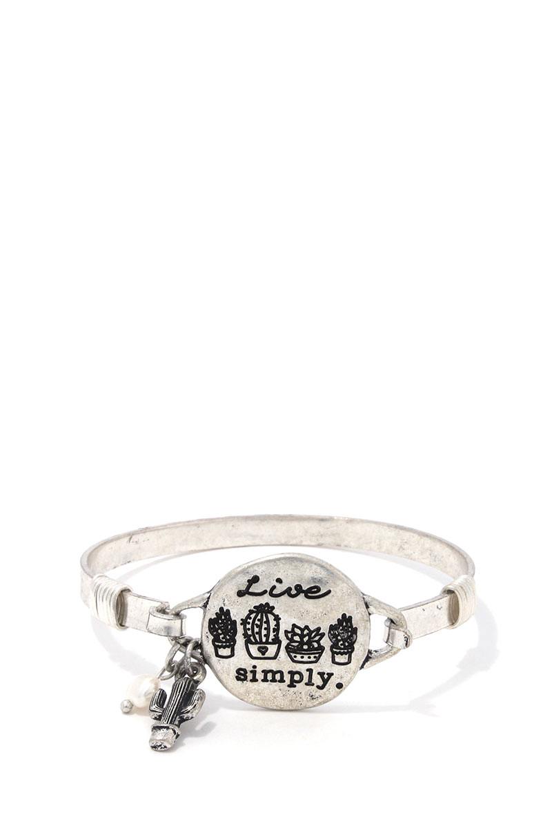 Live Simply Cactus Charm Metal Bracelet