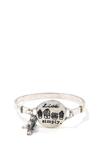 Live Simply Cactus Charm Metal Bracelet