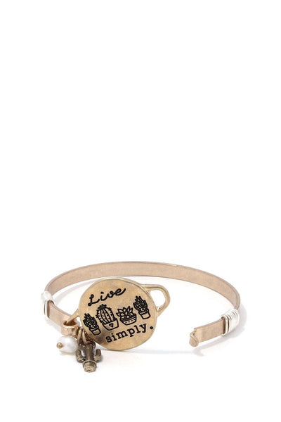 Live Simply Cactus Charm Metal Bracelet