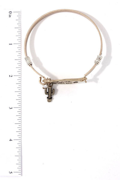Live Simply Cactus Charm Metal Bracelet