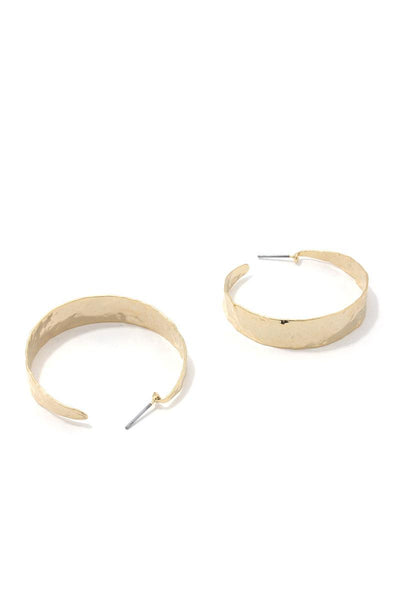 Hammered Wide Open Circle Drop Earring