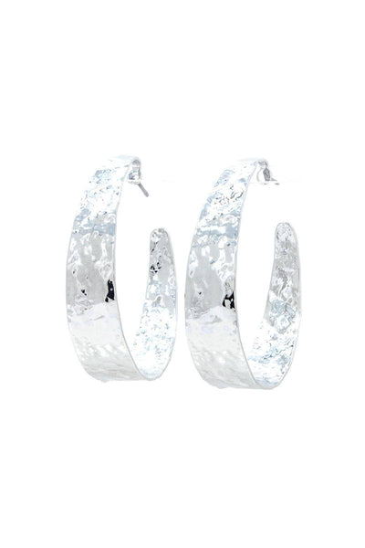 Hammered Wide Open Circle Drop Earring