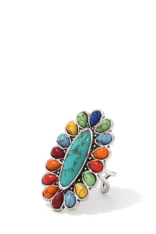 Oval Shape Bead Metal Ring