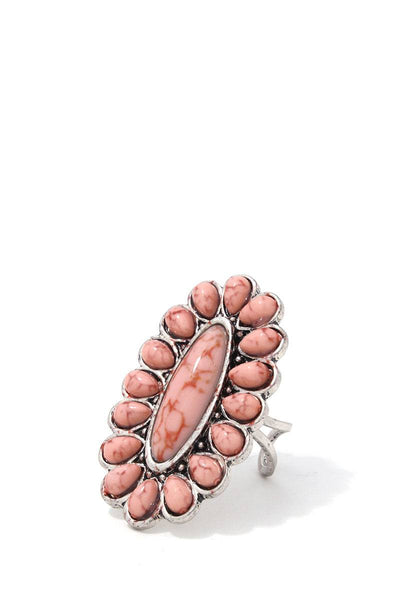 Oval Shape Bead Metal Ring