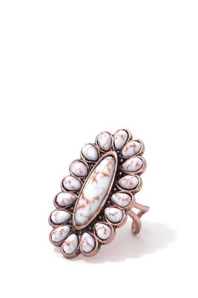 Oval Shape Bead Metal Ring
