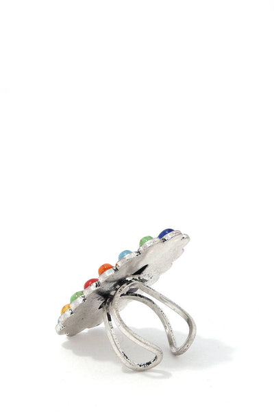 Oval Shape Bead Metal Ring