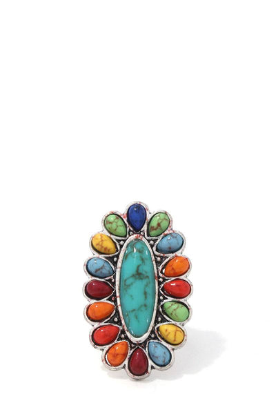 Oval Shape Bead Metal Ring