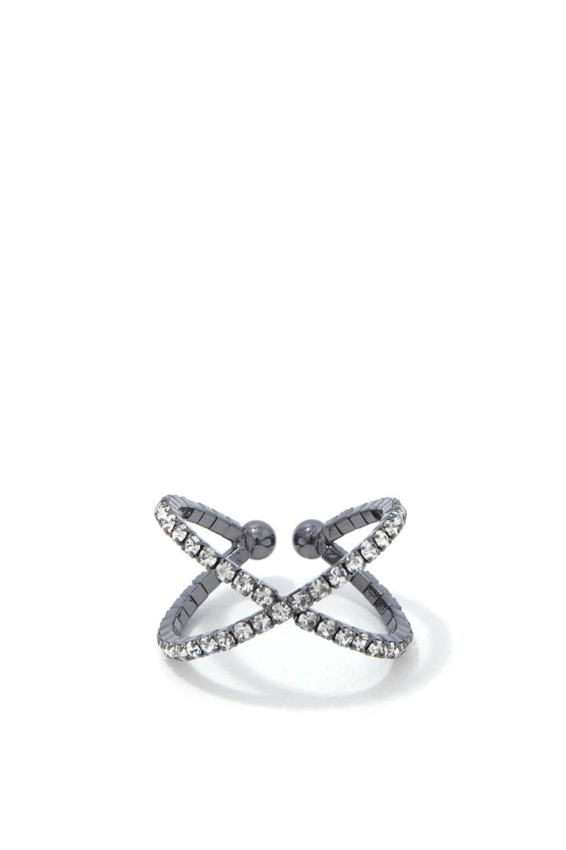 Criss Cross Rhinestone Ring