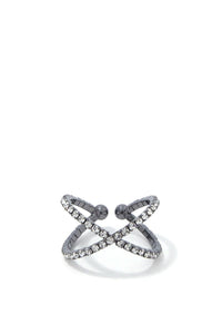 Criss Cross Rhinestone Ring