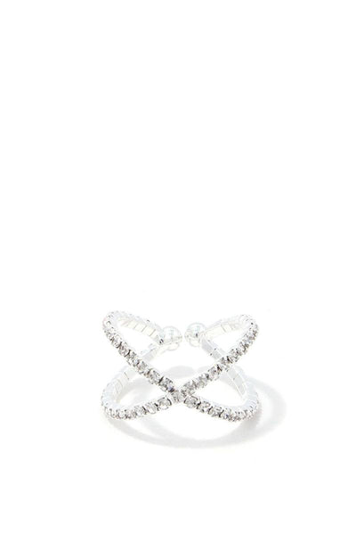 Criss Cross Rhinestone Ring