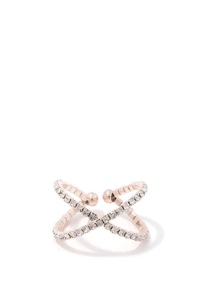Criss Cross Rhinestone Ring