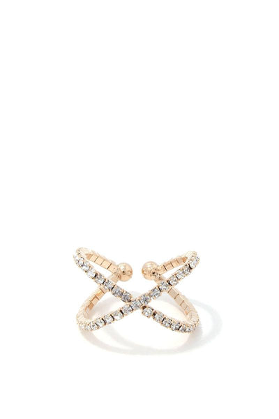 Criss Cross Rhinestone Ring