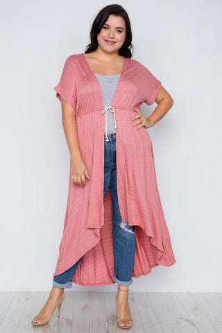 Plus Size Basic High Low Cardigan Cover Up