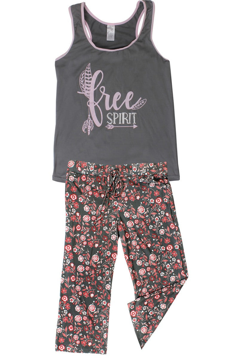 Knit Racerback Tank With Pants Set