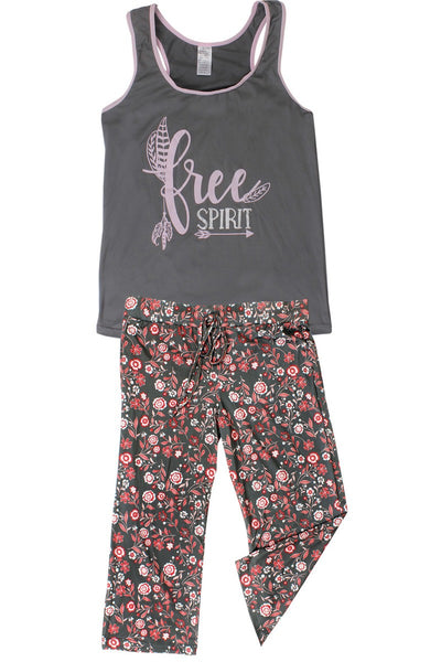 Knit Racerback Tank With Pants Set