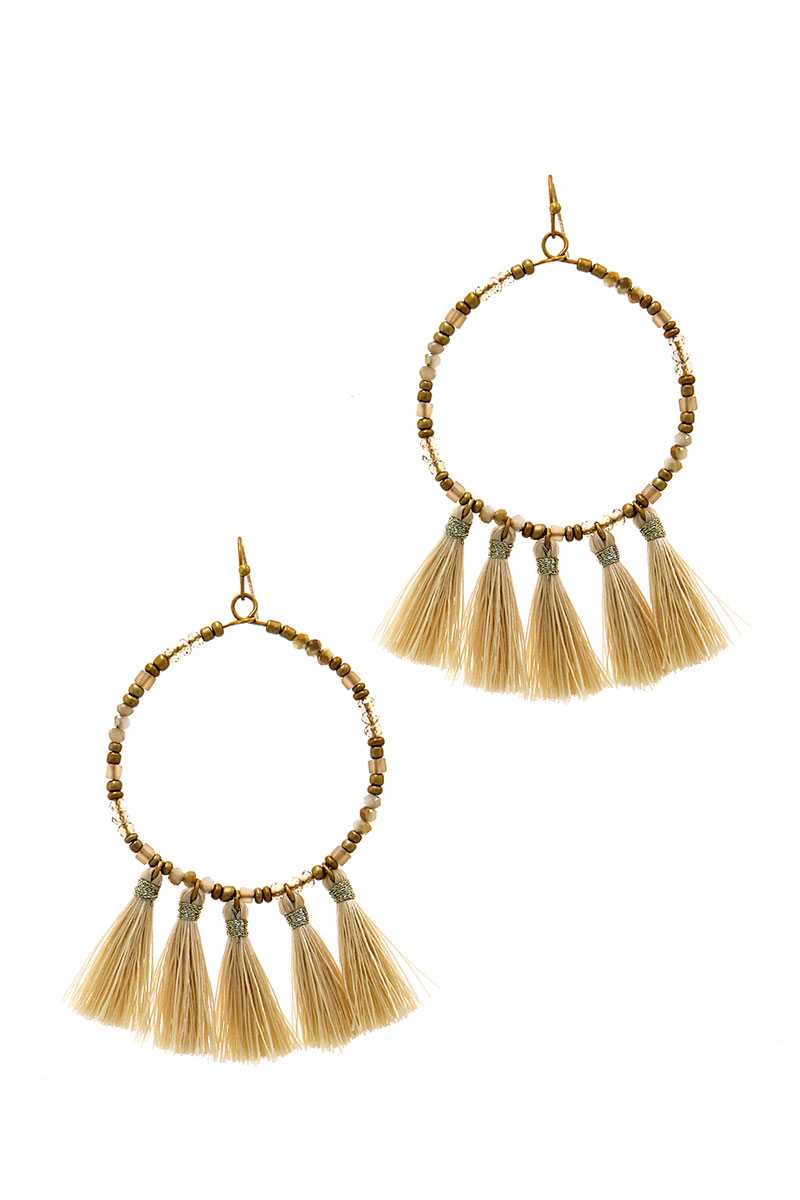 Designer Chic Multi Tassel Hoop Earring