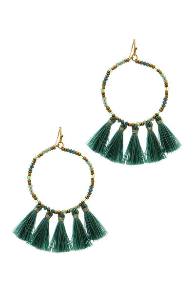 Designer Chic Multi Tassel Hoop Earring