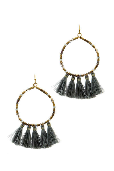 Designer Chic Multi Tassel Hoop Earring