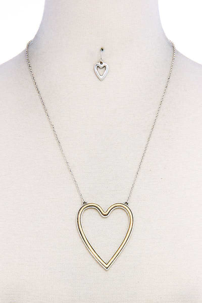 Fashion Big Heart Necklace And Earring Set
