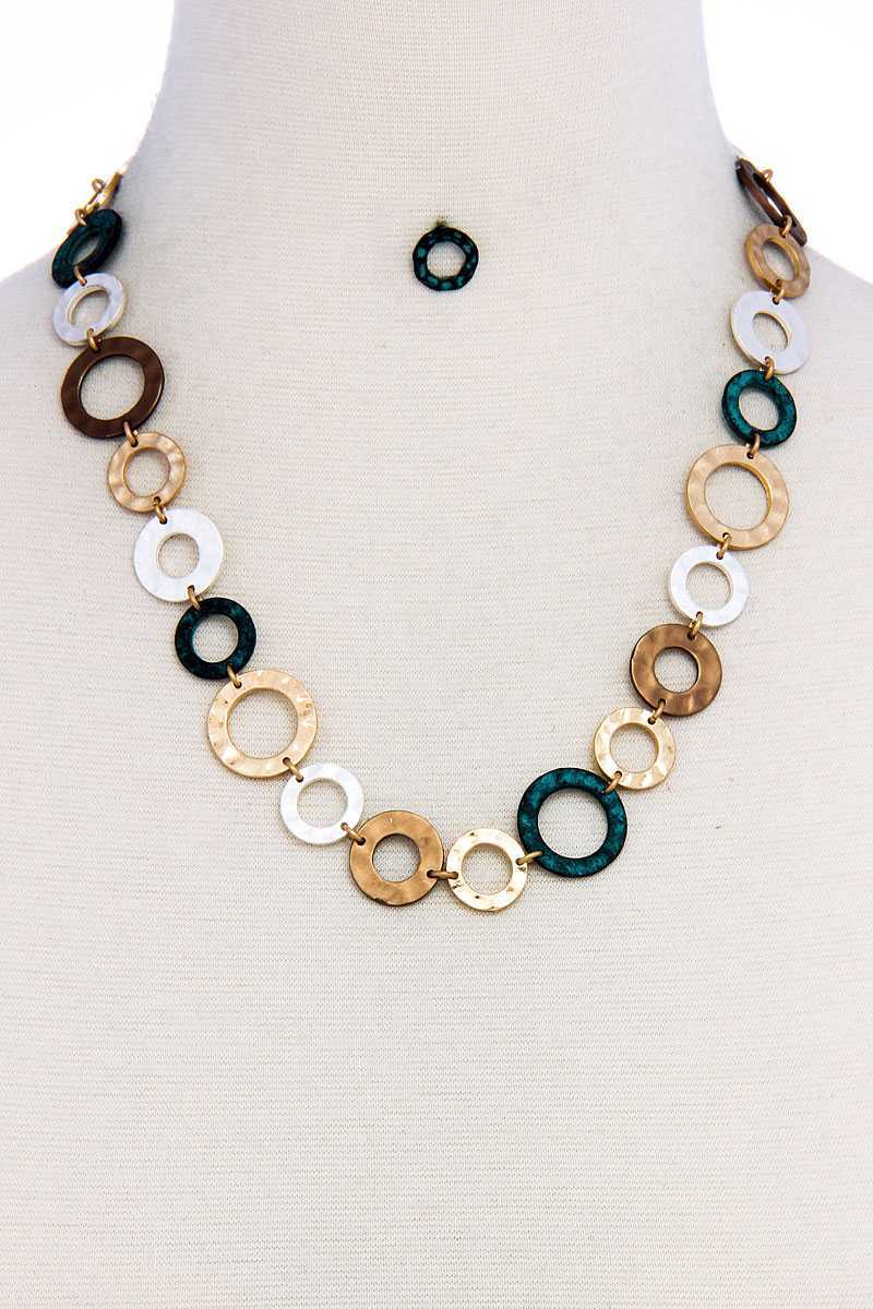 Designer Chic Trendy Hoop Chain Necklace And Earring Set