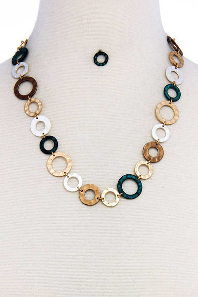 Designer Chic Trendy Hoop Chain Necklace And Earring Set