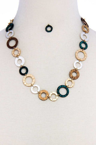 Designer Chic Trendy Hoop Chain Necklace And Earring Set