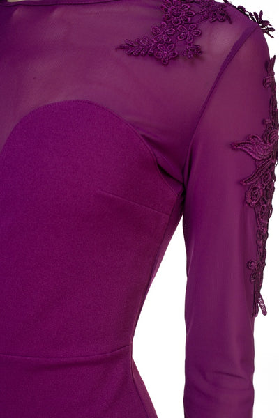 Long Sleeve Floral Mesh Dress