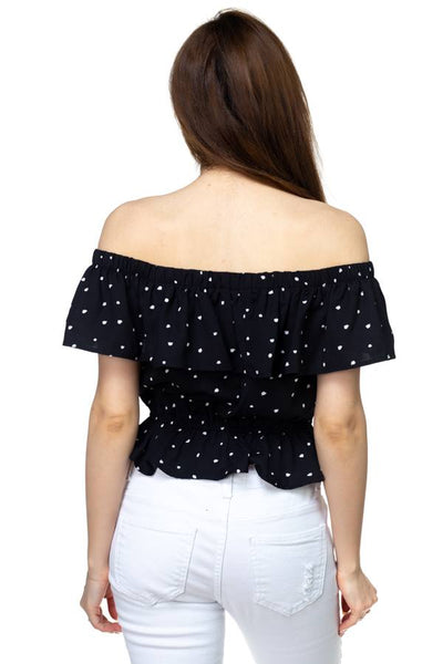 Splat Print Ruffle Cropped Shirt