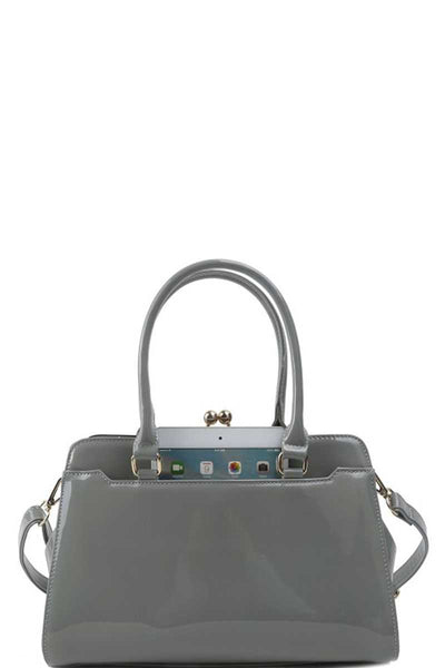 Designer Fashion Glossy Satchel With Long Strap