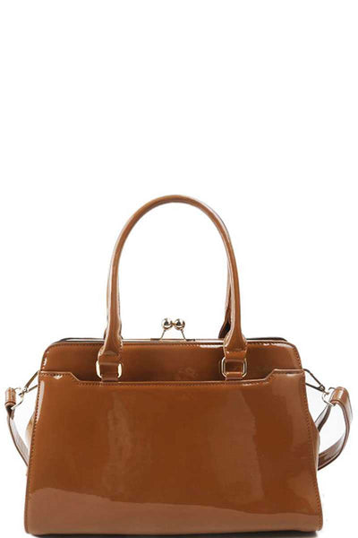 Designer Fashion Glossy Satchel With Long Strap