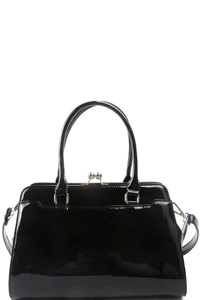 Designer Fashion Glossy Satchel With Long Strap
