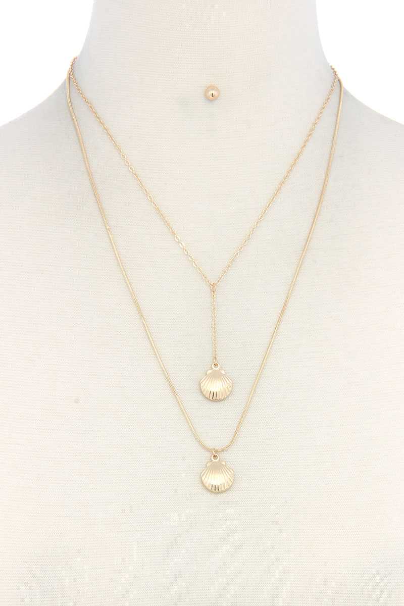 Seashell Layered Metal Necklace
