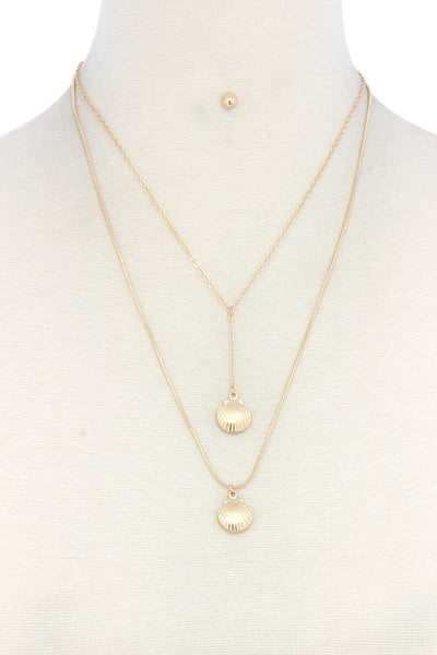 Seashell Layered Metal Necklace